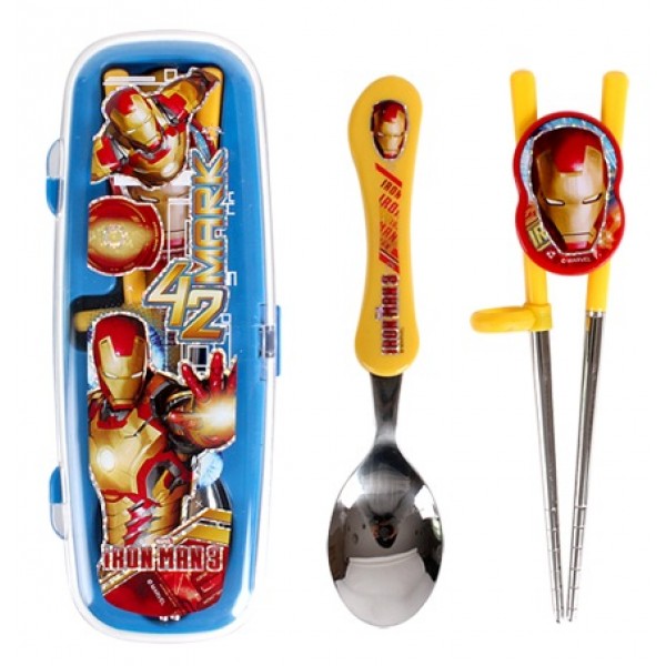 Iron Man 3 - 不鏽鋼小童匙+學習筷子連盒 - Lilfant - BabyOnline HK