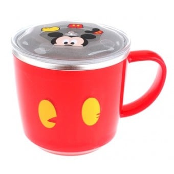 Mickey Mouse - Stainless Steel Cup with Lid - Red