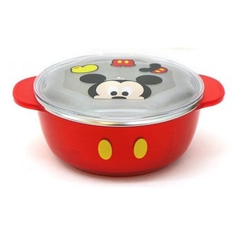 米奇老鼠 - 不鏽鋼內膽飯碗連蓋 - 紅色