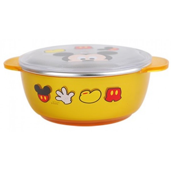Mickey Mouse - Stainless Steel Bowl with Lid - Yellow - Lilfant - BabyOnline HK