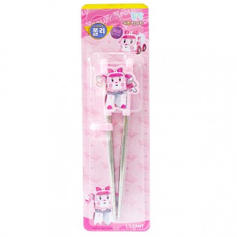 POLI - 不鏽鋼小童學習筷子 (粉紅色)