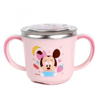 Minnie Mouse - 2 Handles Stainless Steel Cup with Lid
