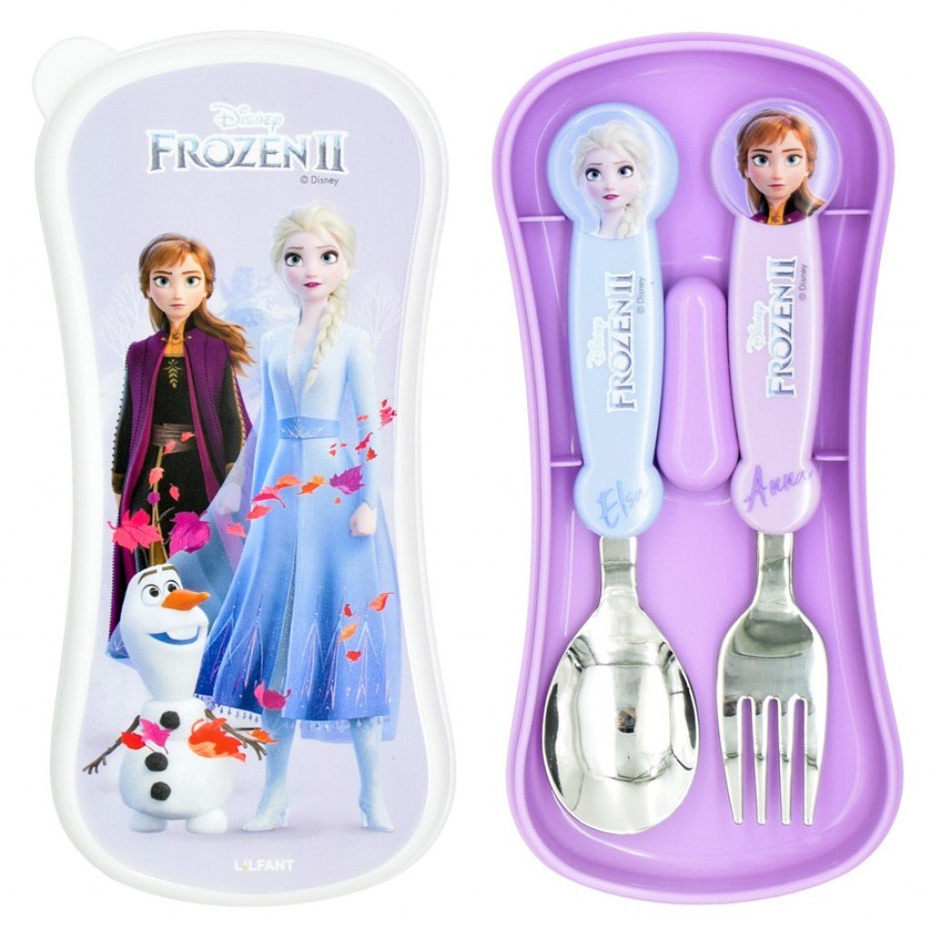 Made In Korea Disney Frozen Elsa Anna Spoon & Fork Flatware Utensils Mealtime 