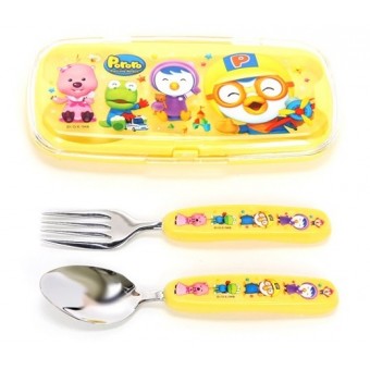 Pororo - Spoon & Fork Set with Case