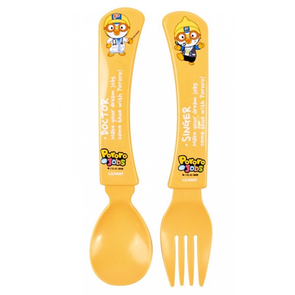 Pororo Jobs - Corn-made Children Spoon & Fork Set - Lilfant - BabyOnline HK