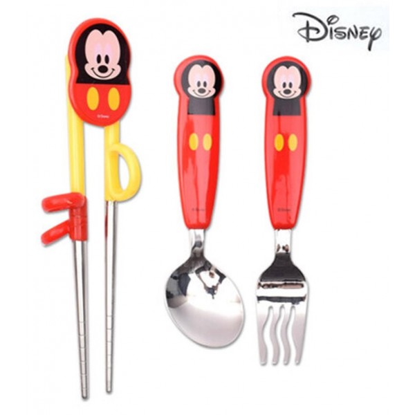 Mickey Mouse - Spoon & Fork with Kids Training Chopsticks Set - Lilfant - BabyOnline HK