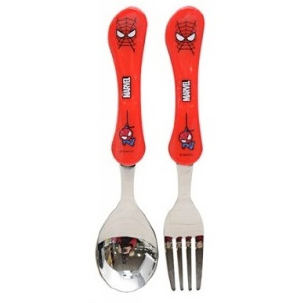 Marvel Spider Man Wave Stainless Steel Spoon Fork Set Kids Children BPA Free