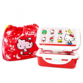 Hello Kitty - 兩個餐盒連袋