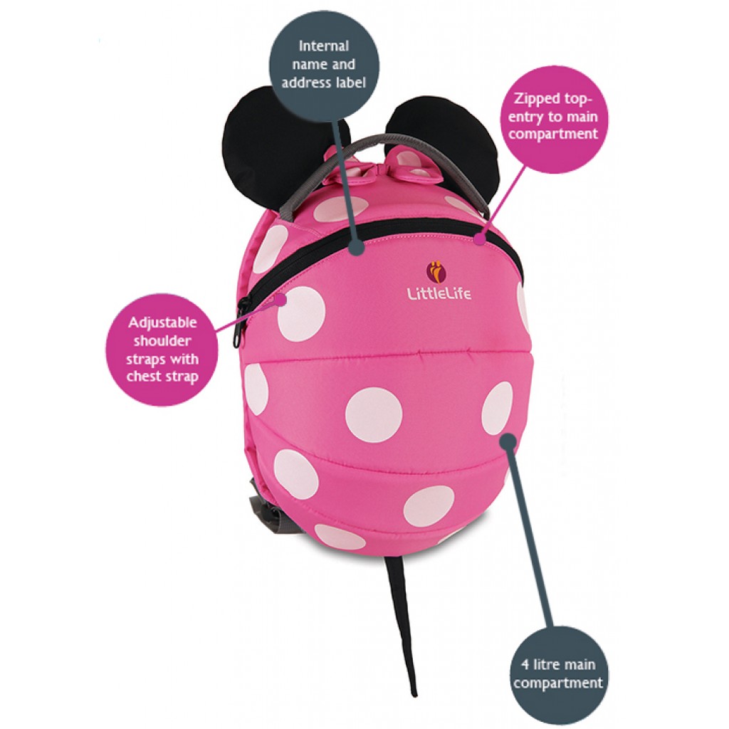 littlelife minnie mouse backpack pink