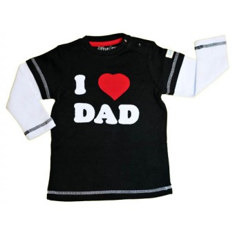 Long Sleeve T-Shirt - Black (I love DAD) - 3-4歲