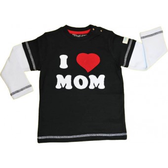 Long Sleeve T-Shirt - Black (I love MOM) - Size 3-4Y