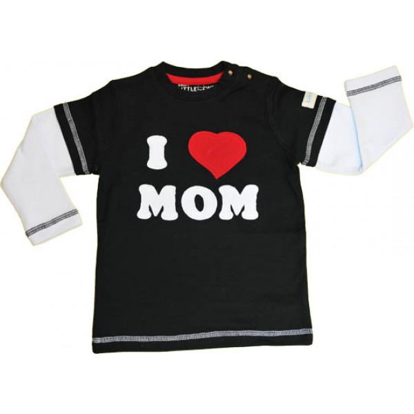 長袖黑色T 恤 (I love MOM) - 3-4 歲 - LittleOne - BabyOnline HK