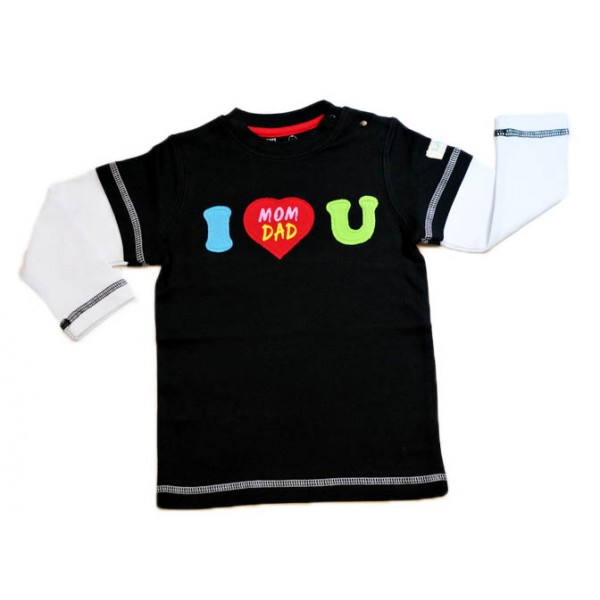 長袖黑色T 恤 (I love U) - LittleOne - BabyOnline HK