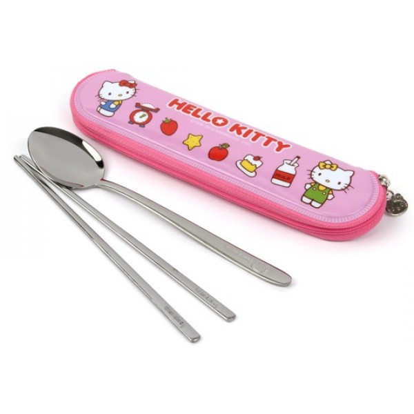 Hello Kitty - 不鏽鋼筷子湯匙連袋 - Lock & Lock - BabyOnline HK