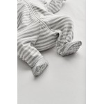 長袖包腳嬰兒連身衣 - 灰色條紋 (0-3個月) - Love To Dream - BabyOnline HK