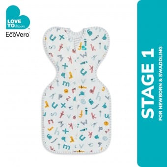 LoveToDream - Swaddle Up - EcoVero (1.0tog) - Alphabet Soup (Small)