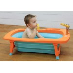 可摺式嬰兒浴盆 - 橙/粉藍色 - Mathos Loreley - BabyOnline HK