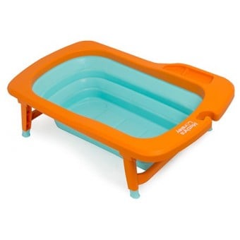 可摺式嬰兒浴盆 - 橙/粉藍色