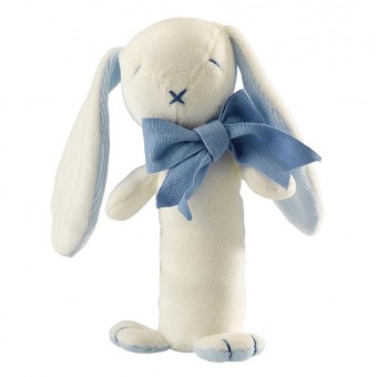 Soft Toy Stick Rattle (Organic) - Blue Oscar The Bunny