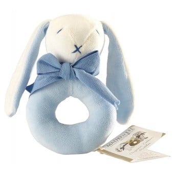 Soft Ring Rattle (Organic) - Blue - Oscar the Bunny