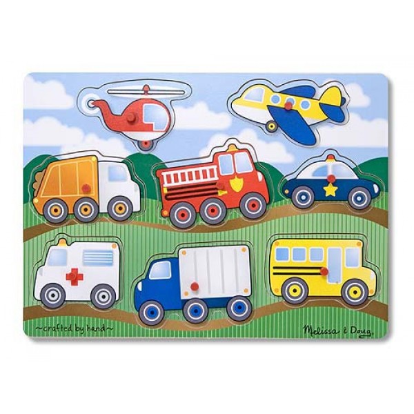 Vehicles Peg Puzzle - 8 Pieces - Melissa & Doug - BabyOnline HK
