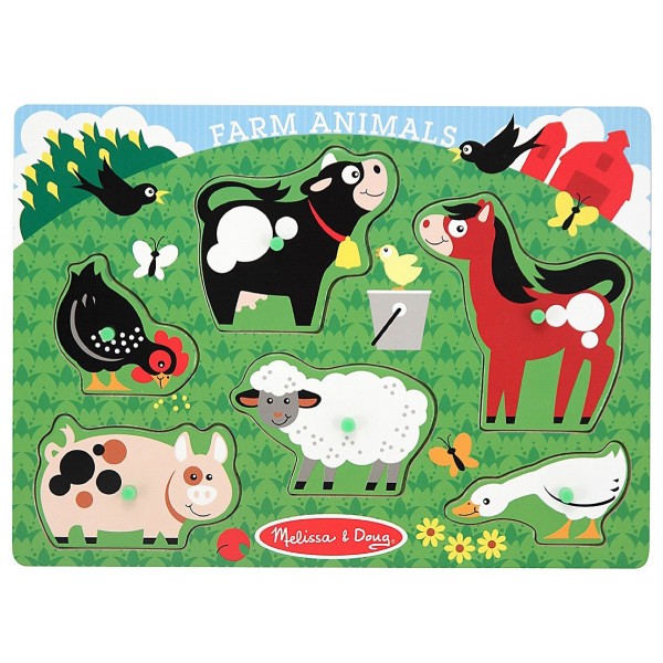 Farm Animals Peg Puzzle - 6 Pieces - Melissa & Doug - BabyOnline HK