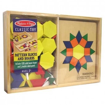 Classic Wooden Pattern Blocks and Boards Set