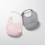 Silibib 嬰兒膠矽圍兜 - 粉紅/灰色 - Miniware - BabyOnline HK