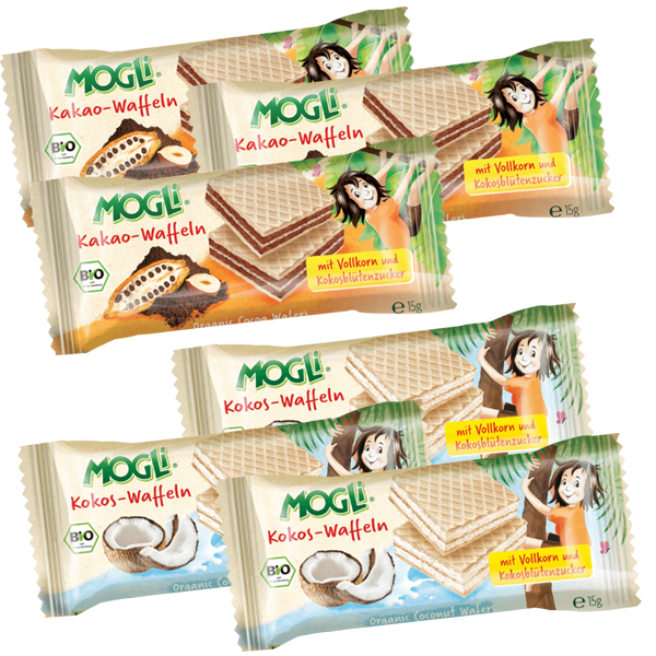 Organic Coconut Wafers 15g (3 pcs) + Organic Cocoa Wafers 15g (3 pcs) - Mogli - BabyOnline HK