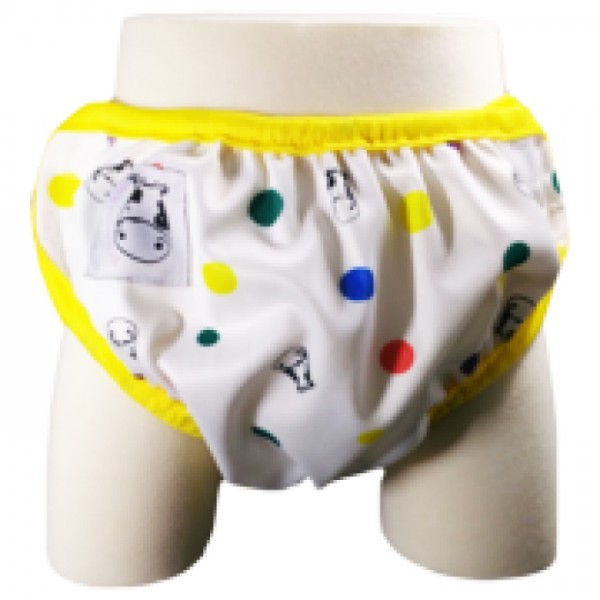 One Size Swim Diaper - Dot Dot with Yellow Border - Moo Moo Kow - BabyOnline HK
