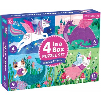 4 in a Box Progressive Puzzle Set - Magical Friends ( 4 + 6 + 9 + 12)