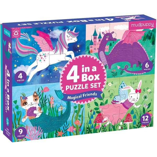 4 in a Box Progressive Puzzle Set - Magical Friends ( 4 + 6 + 9 + 12) - Mudpuppy - BabyOnline HK
