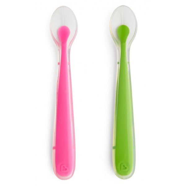 Gentle Silicone Spoons (2 pcs) - Pink/Green - Munchkin - BabyOnline HK