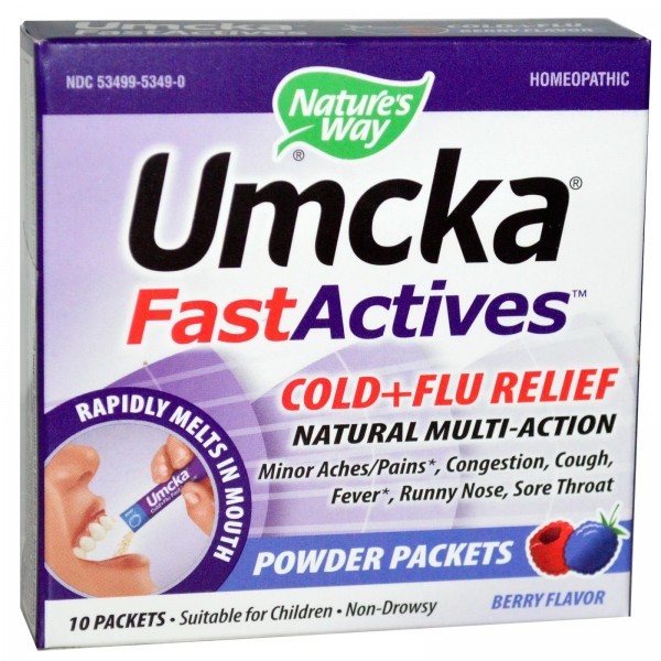 Umcka - Fast Actives - Cold + Flu Relief (Berry) 10 Packets - Nature's Way - BabyOnline HK