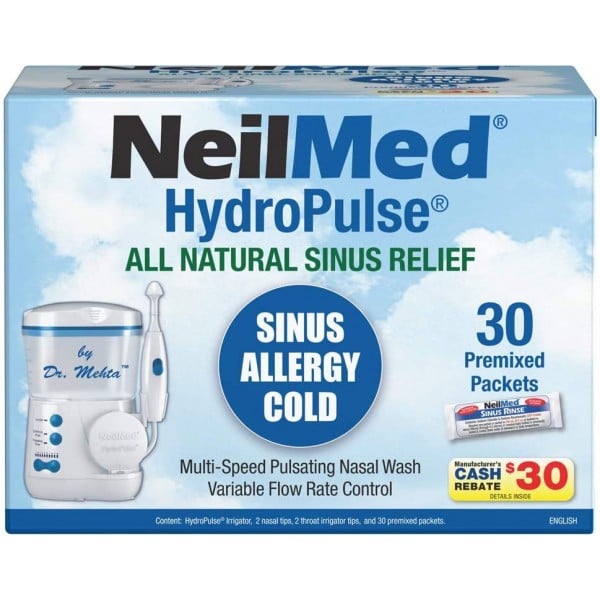 NeilMed - Hydropulse - Multi-Speed Electric Pulsating Nasal Wash, 30包鹽粉 (原裝行貨) - NeilMed - BabyOnline HK