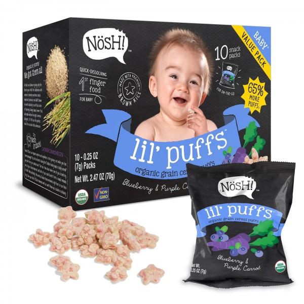 Organic Lil' Puffs - Blueberry Purple Carrot (10 packs) - Nosh! - BabyOnline HK