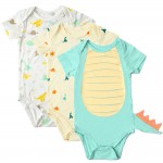 Bamboo Baby Bodysuits (3pcs) - Dino - NotTooBig - BabyOnline HK