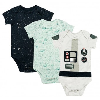 竹纖維嬰兒短袖衣 (3件裝) - 外太空