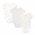 竹纖維嬰兒短袖衣 (3件裝) - 灰色