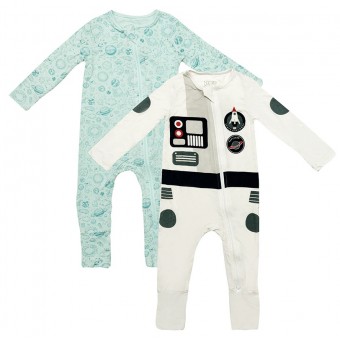 Bamboo Baby Sleepsuits (2pcs) - Outer Space