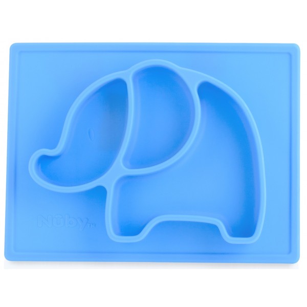 SureGrip Mircale Mat Suction Plate - Blue Elephant - Nuby - BabyOnline HK