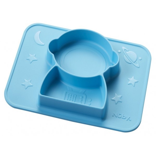 SurGrip 太空人分格吸盤餐墊 - 藍色 - Nuby - BabyOnline HK