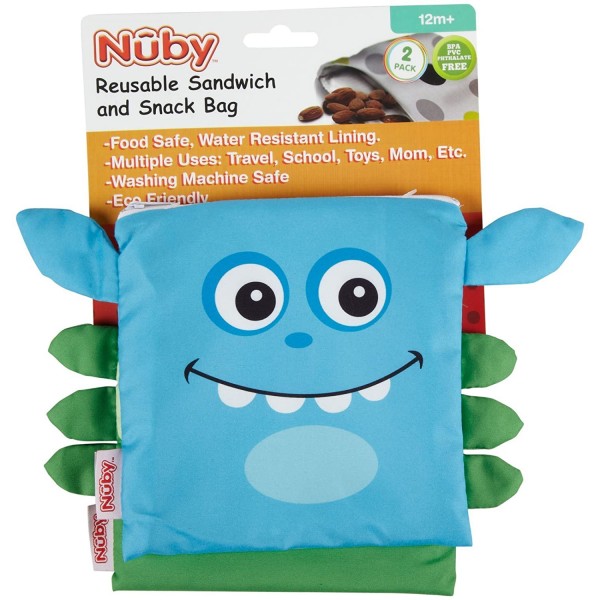 Reusable Sandwich and Snack Bag - Blue/Green - Nuby - BabyOnline HK