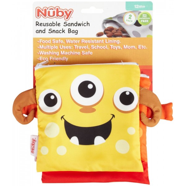 Reusable Sandwich and Snack Bag - Yellow/Orange - Nuby - BabyOnline HK