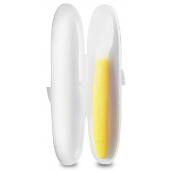Soft Flex Silicone Spoon with Case - Yellow