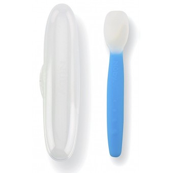 Soft Flex Silicone Spoon with Case - Blue