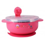 Stainless Steel Suction Bowl with Lid - Pink - Nuby - BabyOnline HK
