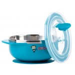 Stainless Steel Suction Bowl with Lid - Blue - Nuby - BabyOnline HK