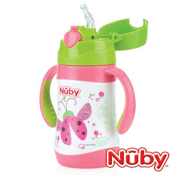 Insulated Stainless Steel Flip-It Straw Bottle 280ml - Ladybird - Nuby - BabyOnline HK