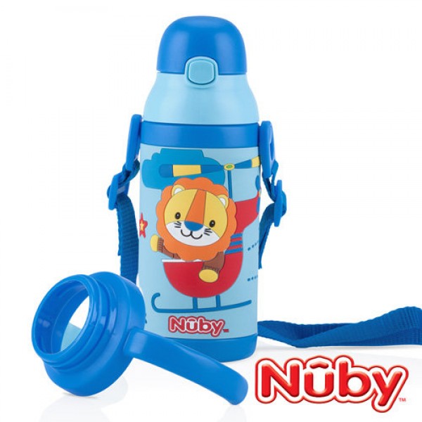 3D 超輕量不銹鋼真空吸管杯 385ml - 藍色 - Nuby - BabyOnline HK